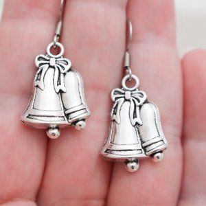 Silver Bell Christmas Earrings